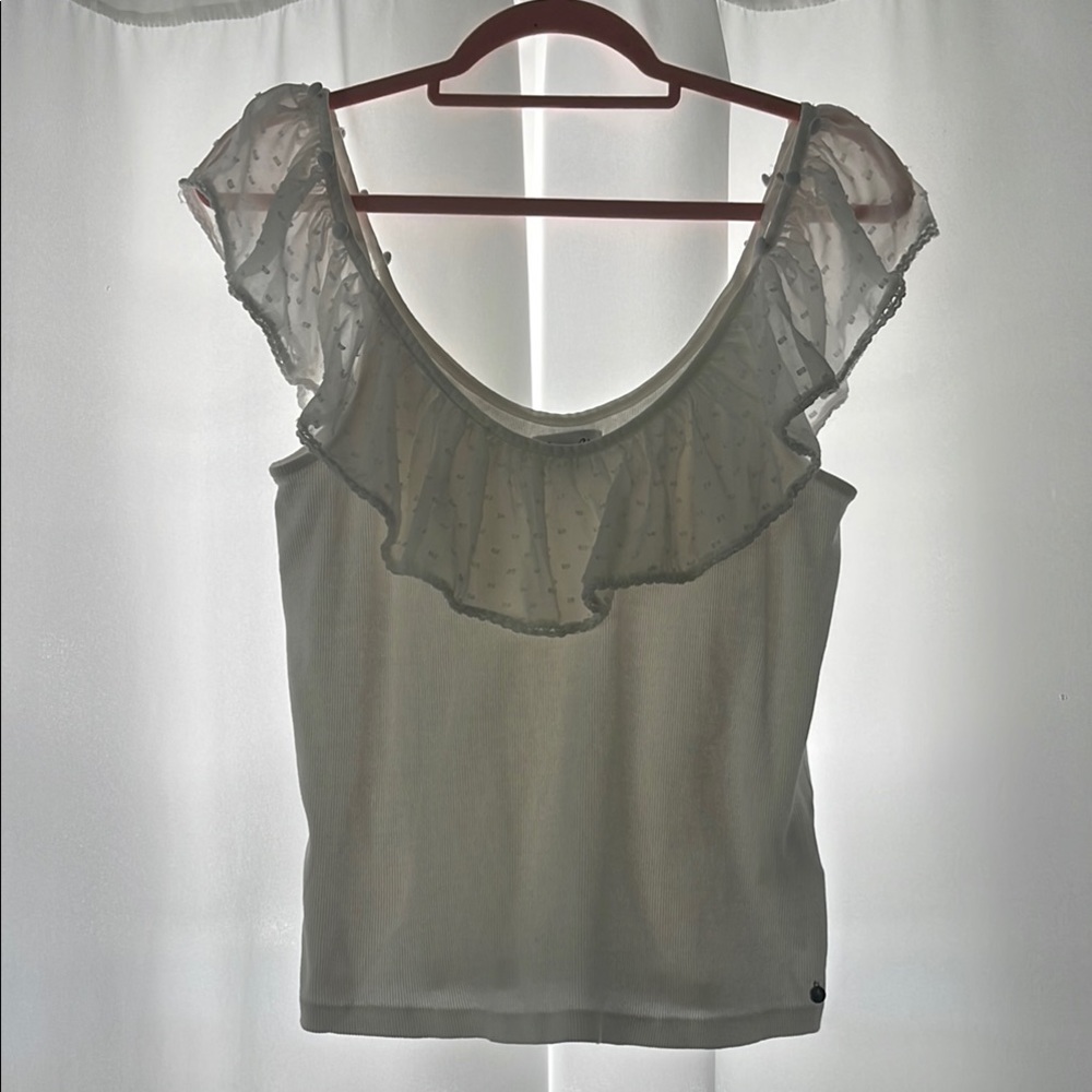 White Ruffled Tank Top - Picture 7 of 7